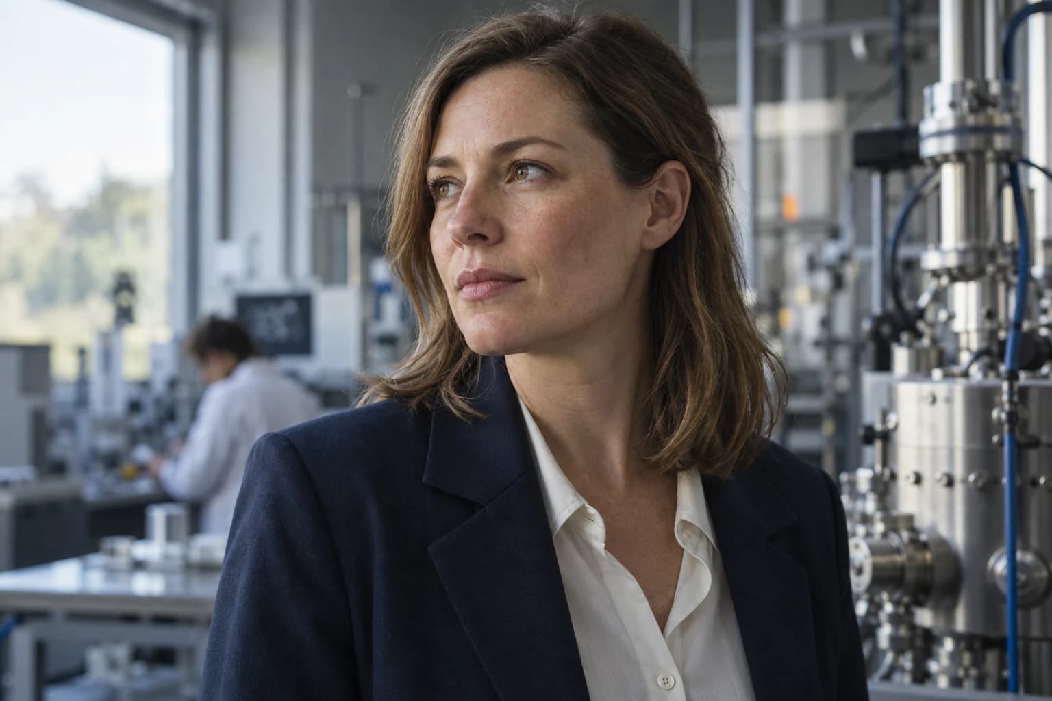 Illustrative portrait of an industry researcher in a research facility